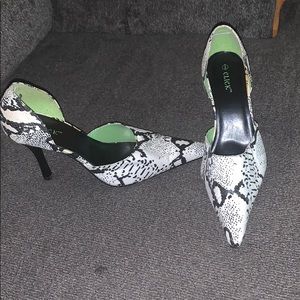 Black and White Snake Skin High Heels